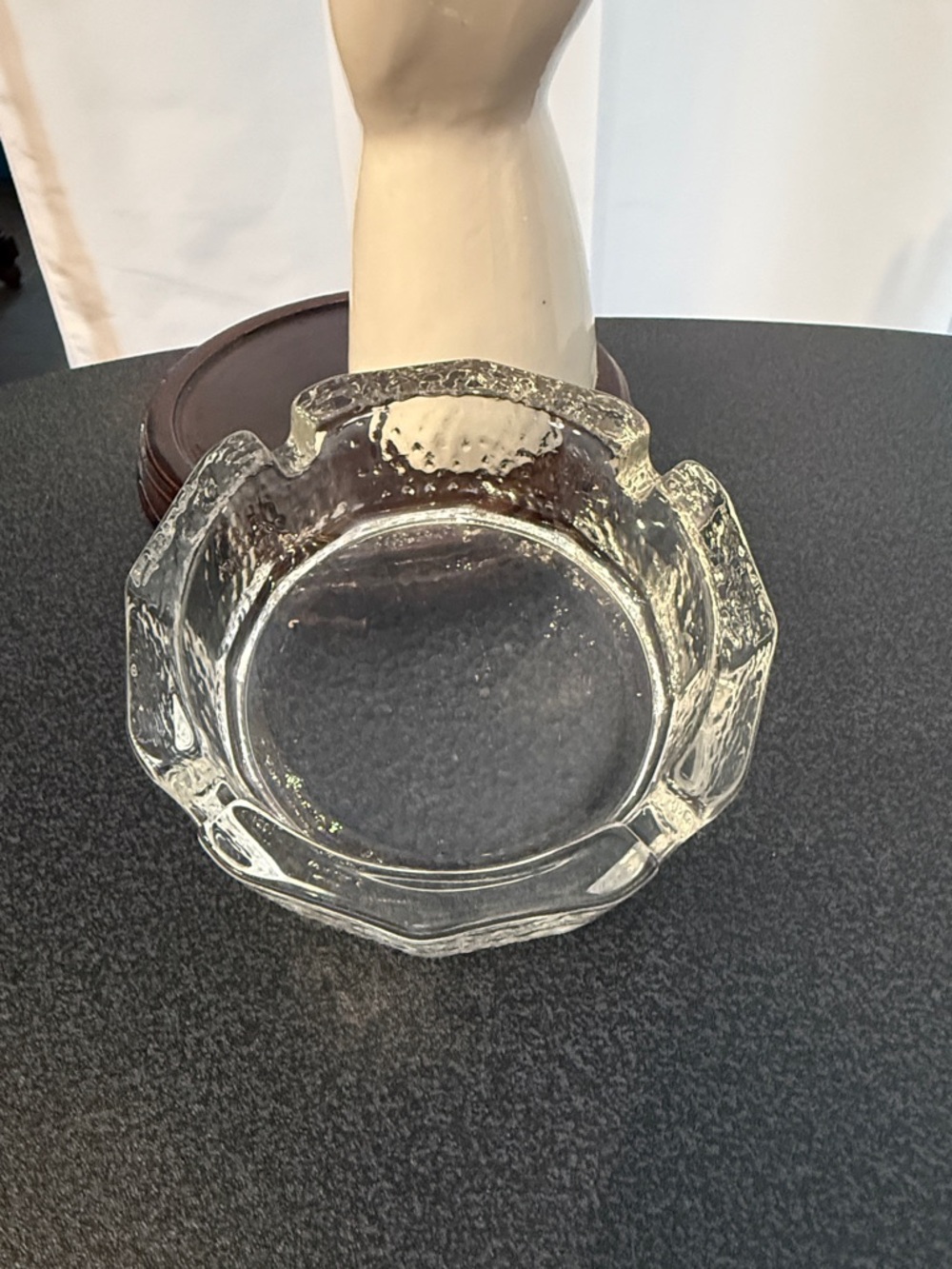 Scandinavian AshTray Iceberg Glass Dish 4 Inches Vintage MCM.
